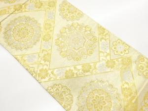 佐賀錦変わり襷に華紋・花唐草模様織出し袋帯